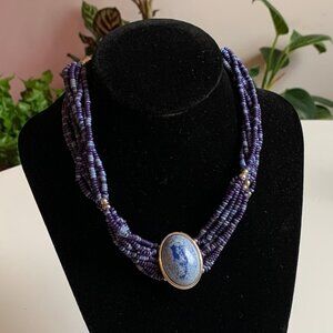 Blue Seed Bead Choker